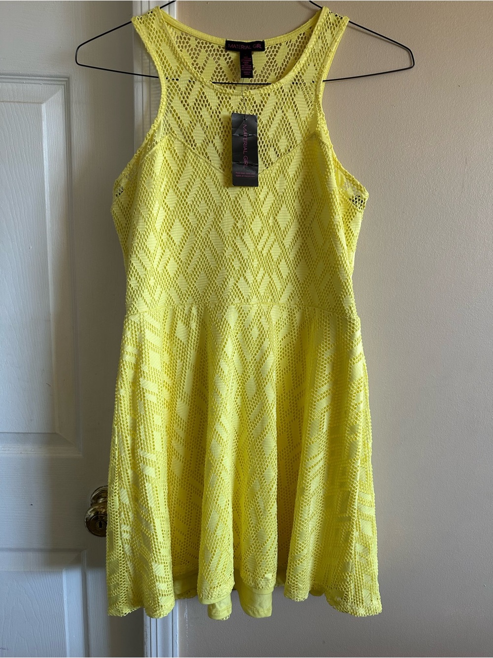Chelsea & Violet Yellow mesh/net Fit-and-Flare Dress